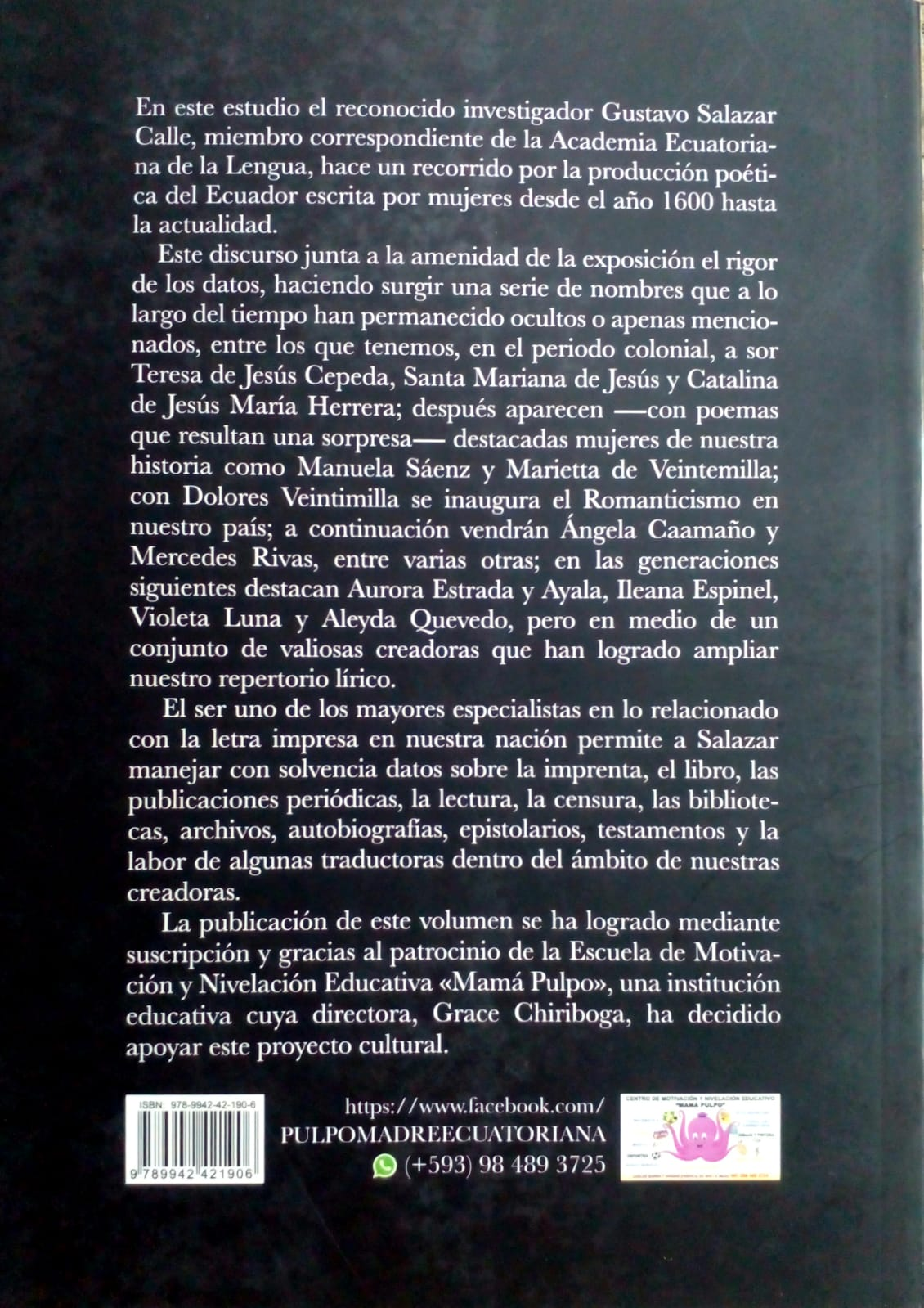 Contraportada: Poesia escrita por mujeres